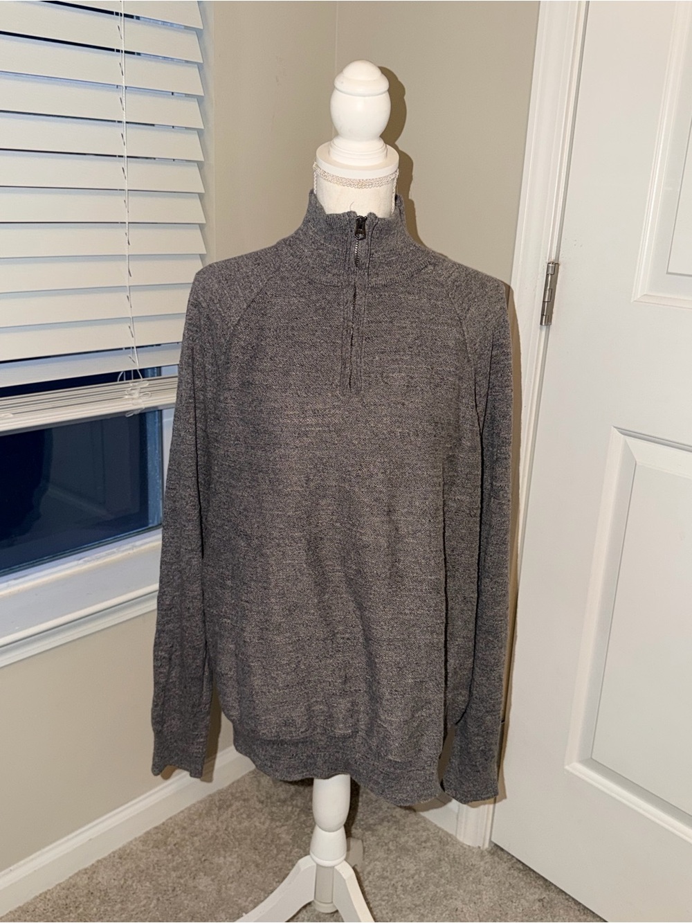 J. Crew Men's Quarter-Zip Mock Neck Sweater - Gray